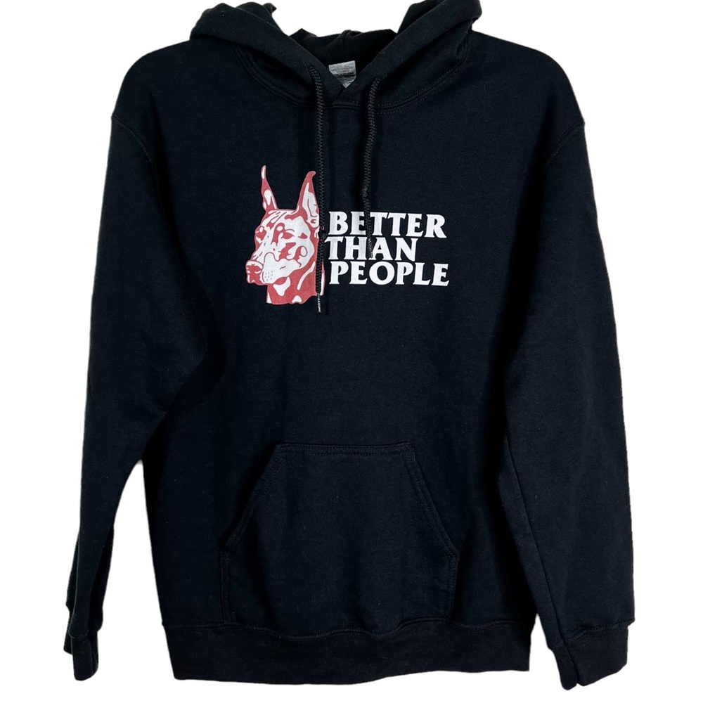 Gildan Dogs Are Better Than People Pullover Hoodie Sweatshirt Black Unisex Sz S